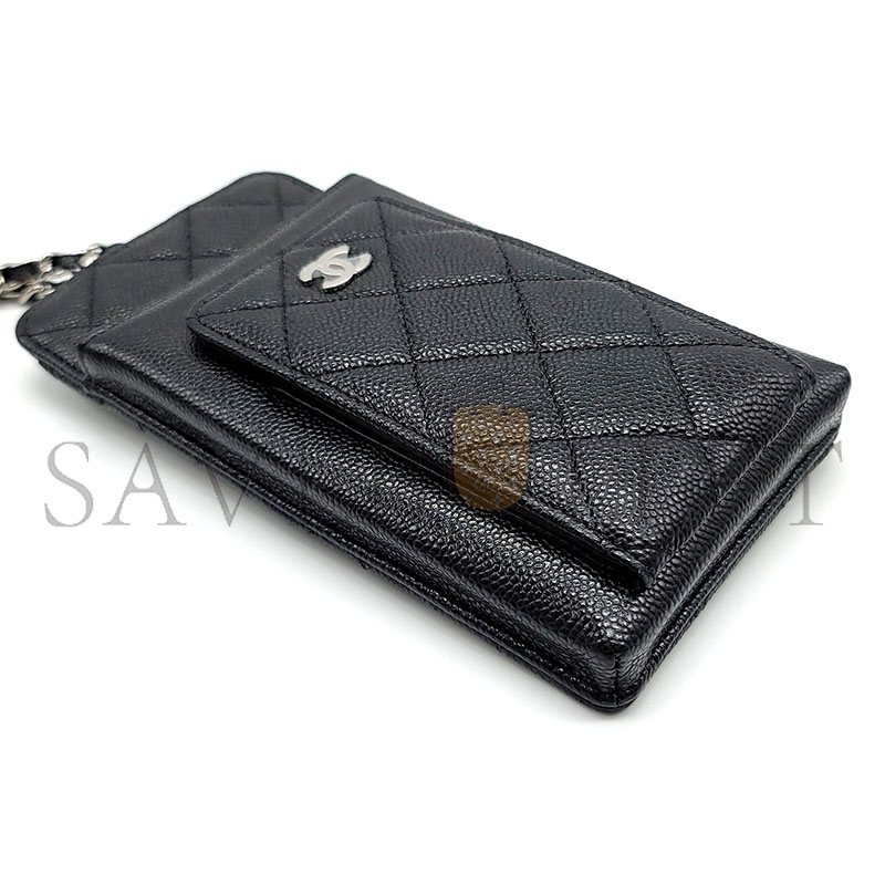 Ch*el master caviar quilted cc phone holder black (18*10*3cm)